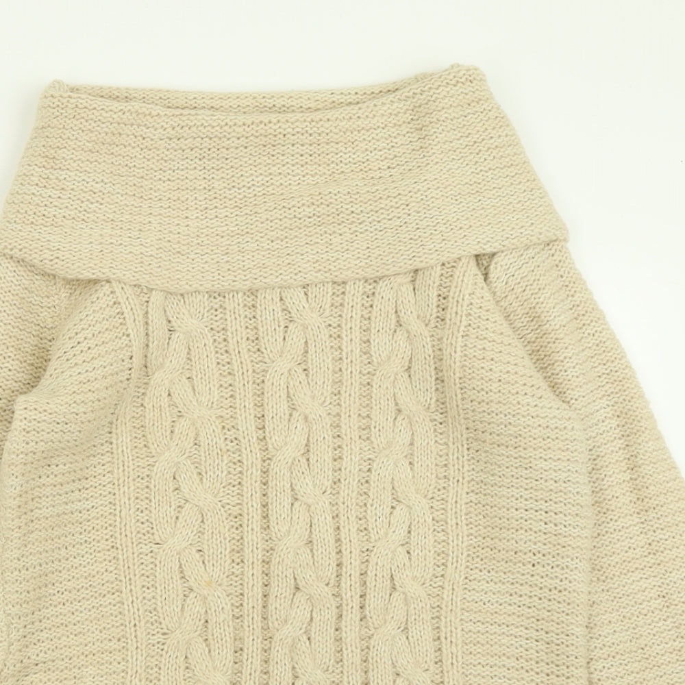 Papaya Womens Beige Roll Neck  Acrylic Tunic Jumper Size 12