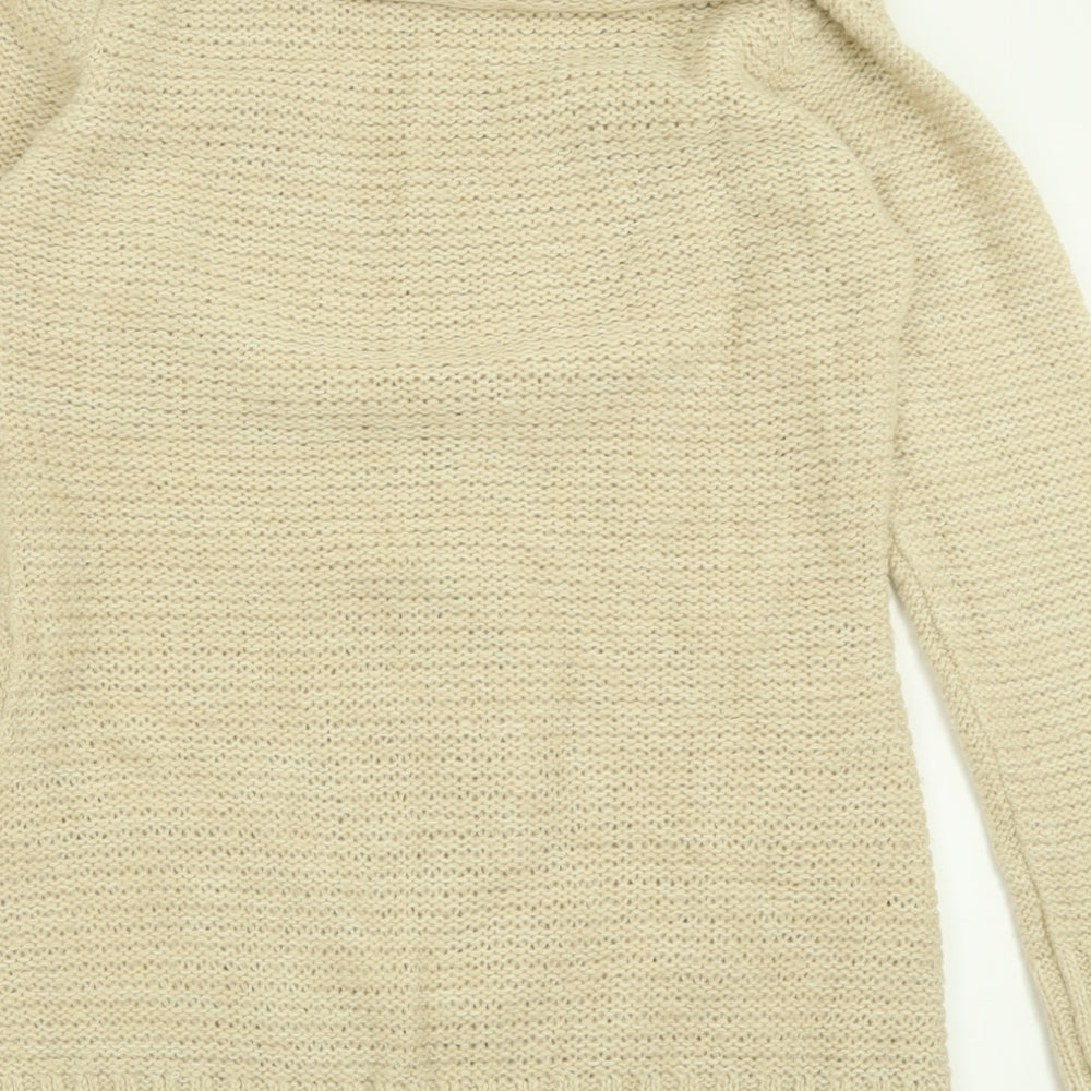 Papaya Womens Beige Roll Neck  Acrylic Tunic Jumper Size 12