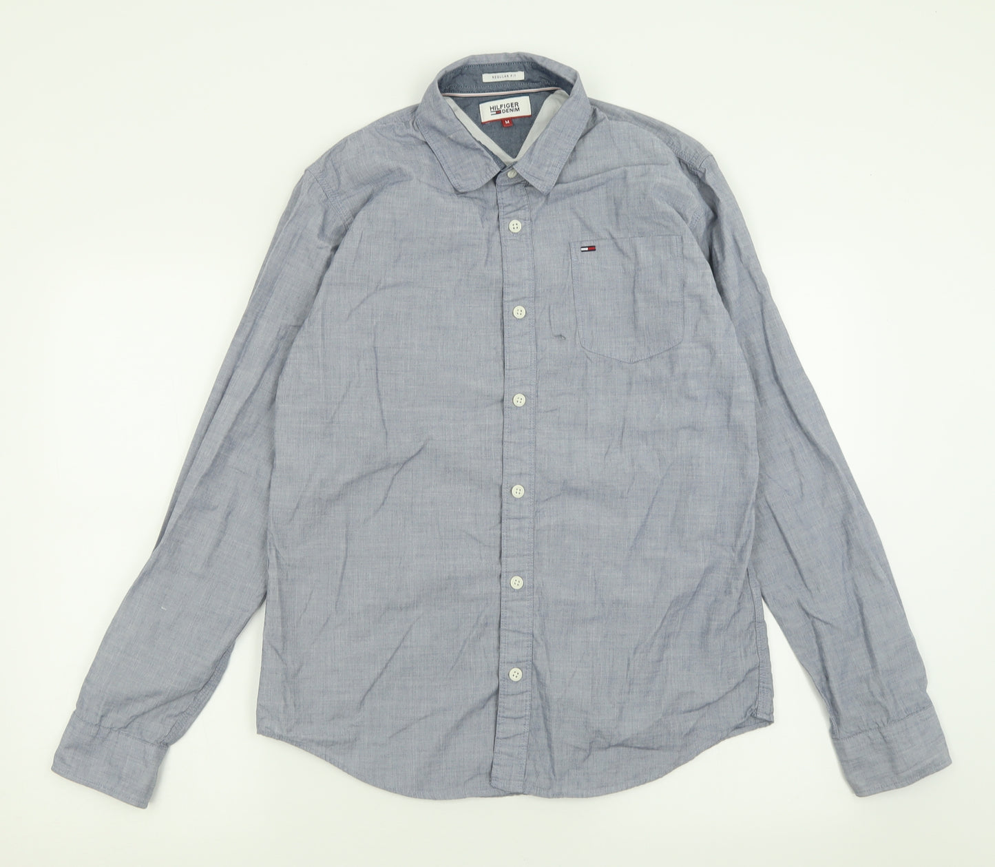 Tommy Hilfiger Mens Grey  Cotton  Button-Up Size M Collared Button