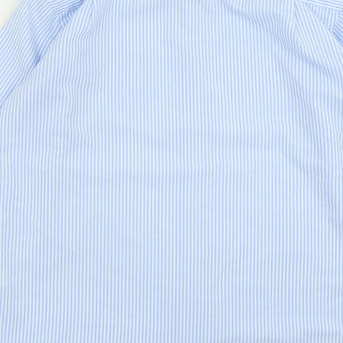 Cedar Wood State Mens Blue Striped Cotton  Button-Up Size 15 Collared Button