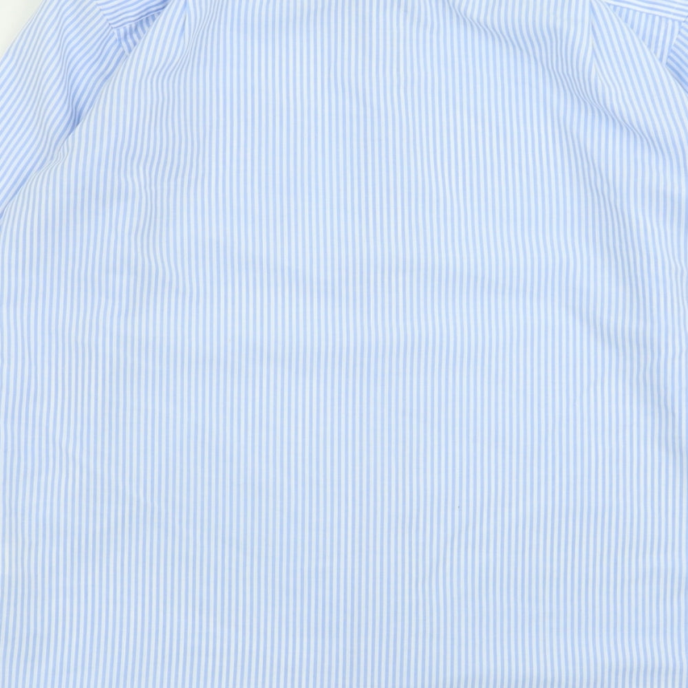 Cedar Wood State Mens Blue Striped Cotton  Button-Up Size 15 Collared Button