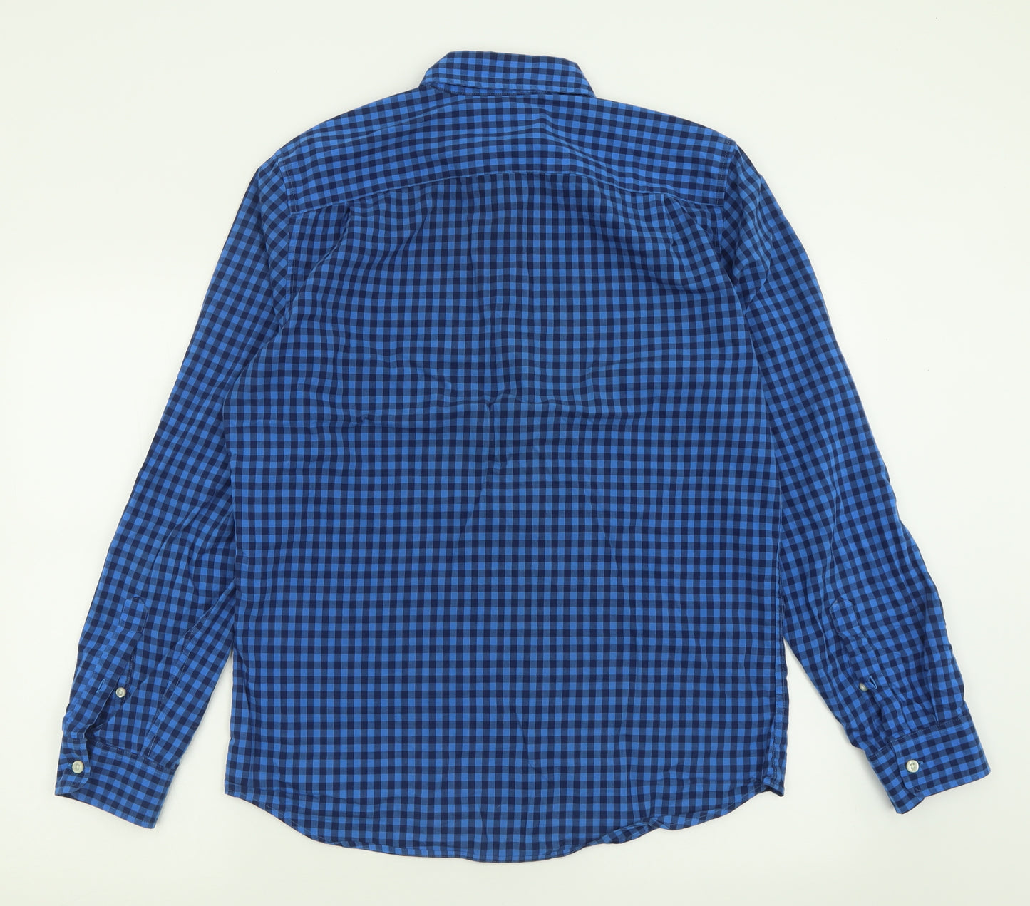 Gap Mens Blue Plaid Cotton  Button-Up Size M Collared Button
