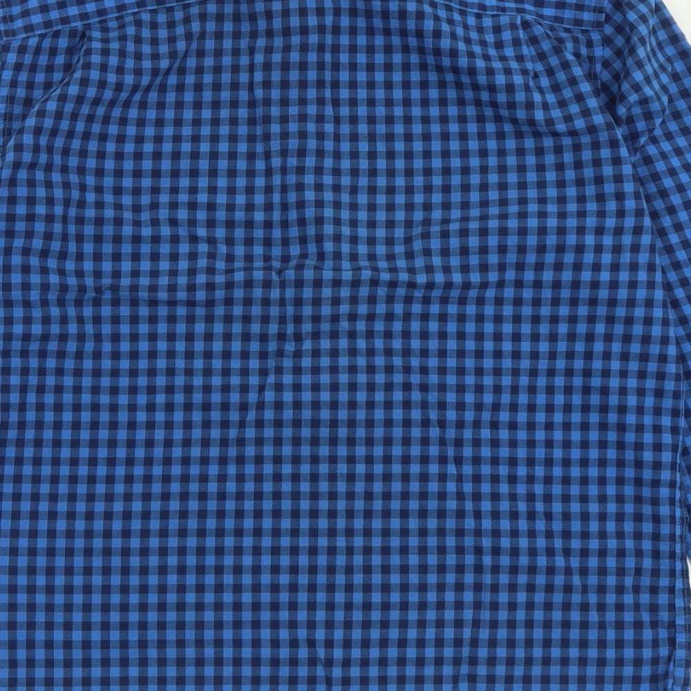 Gap Mens Blue Plaid Cotton  Button-Up Size M Collared Button