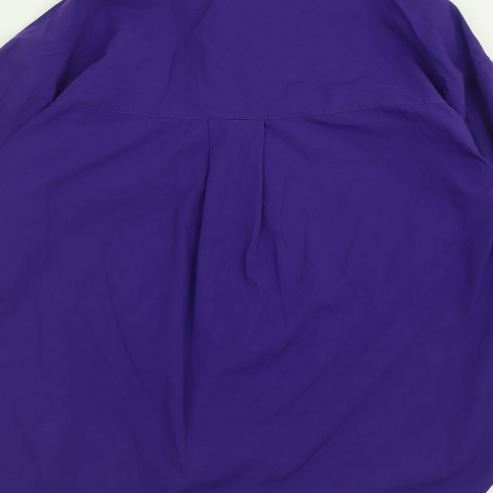 Zara Womens Purple  Cotton Basic Button-Up Size M V-Neck