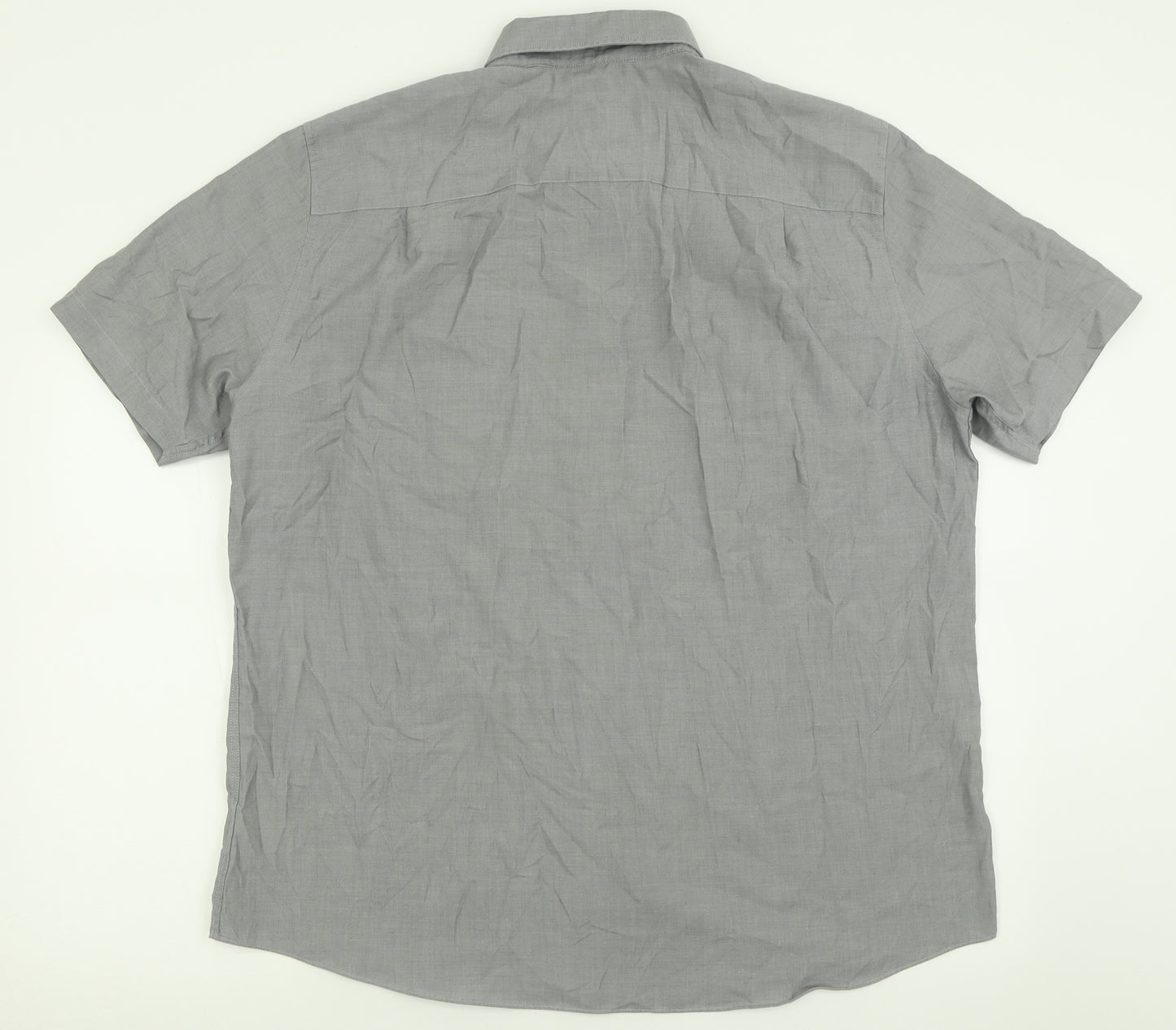 NEXT Mens Grey  Polyester  Button-Up Size 17.5 Collared Button