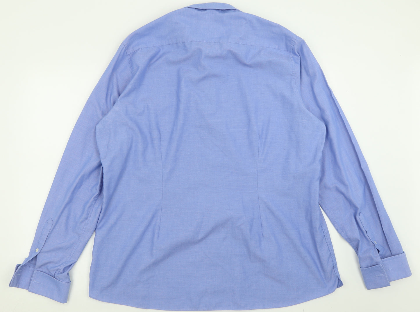 NEXT Mens Blue  Polyester  Button-Up Size 18 Collared Button