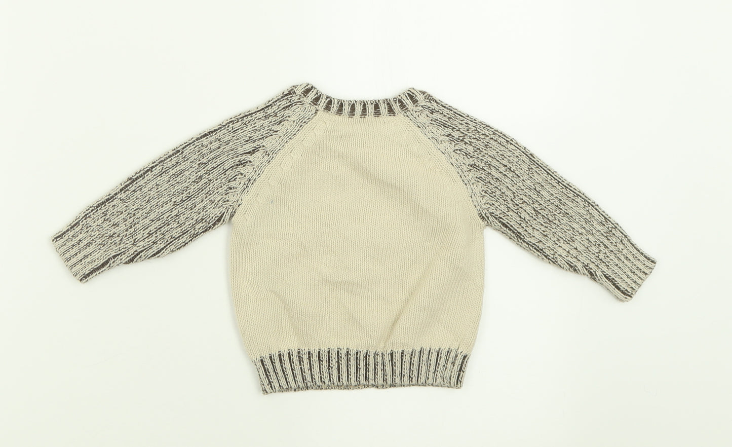 Matalan Boys Beige  Cotton Pullover Jumper Size 6-9 Months  Button