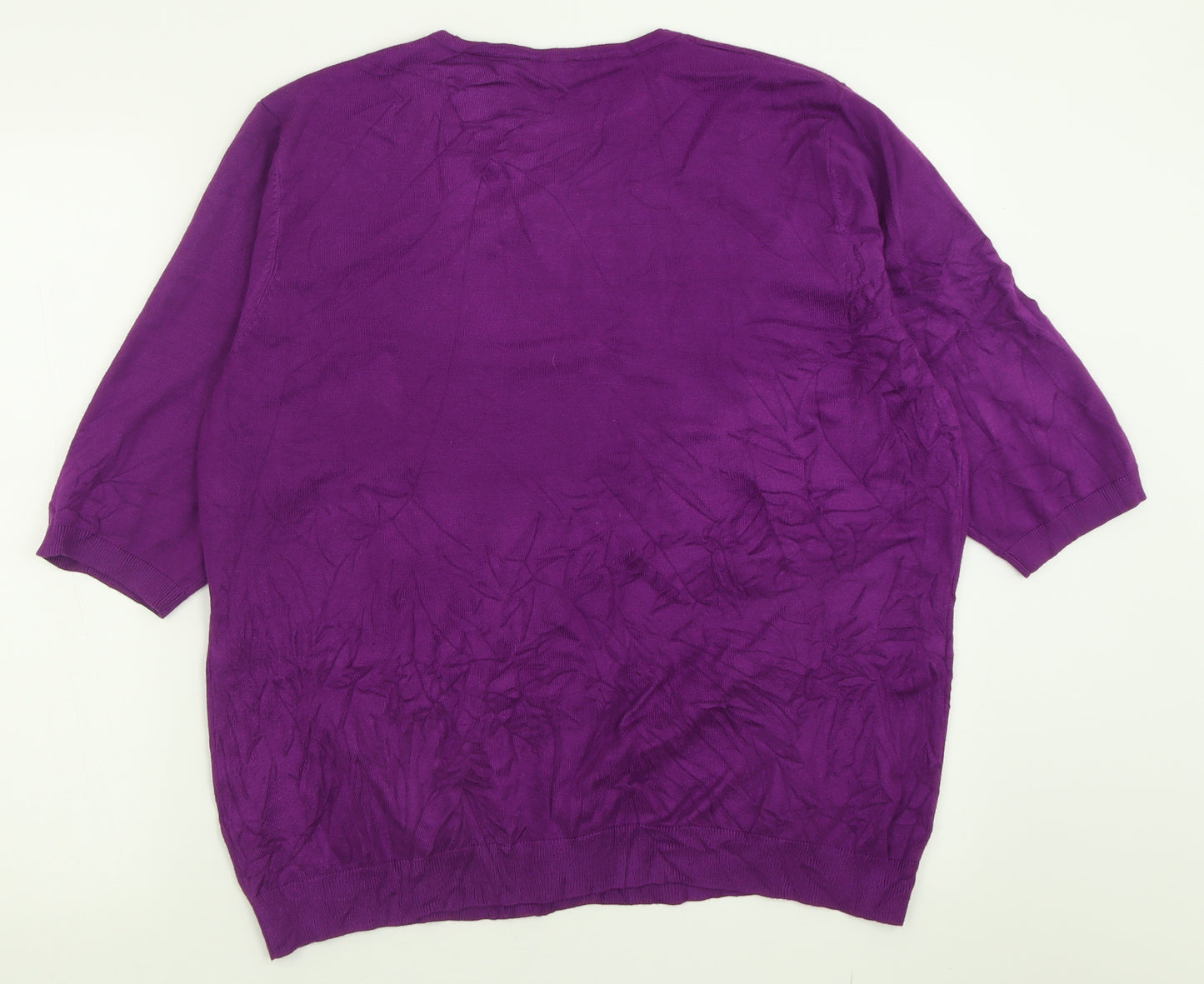 Casamia Womens Purple Crew Neck Geometric Viscose Pullover Jumper Size 2XL