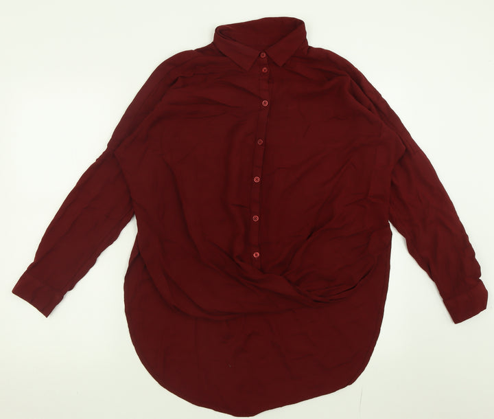 BDG Womens Red Viscose Basic Button-Up Size S Collared