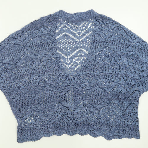 George Womens Blue V-Neck  Acrylic Cardigan Jumper Size M