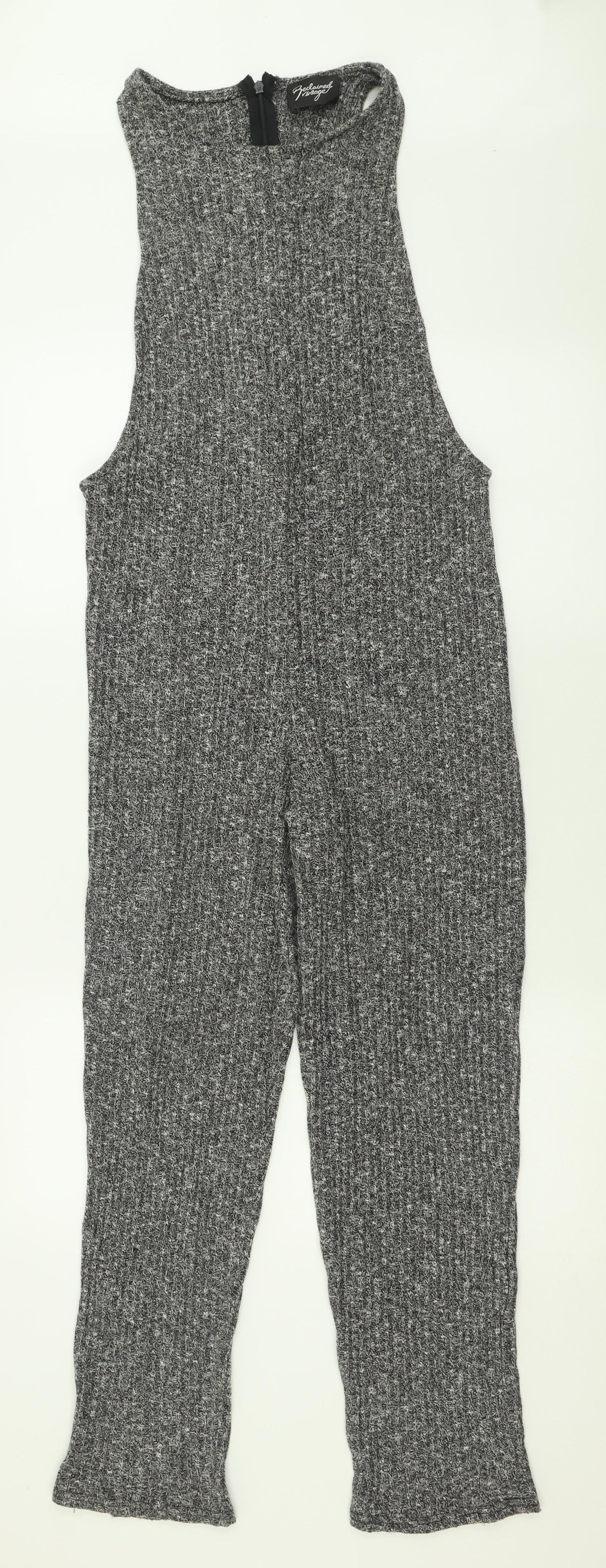 Reclaimed Vintage Womens Grey  Polyester Jumpsuit One-Piece Size 8  Zip