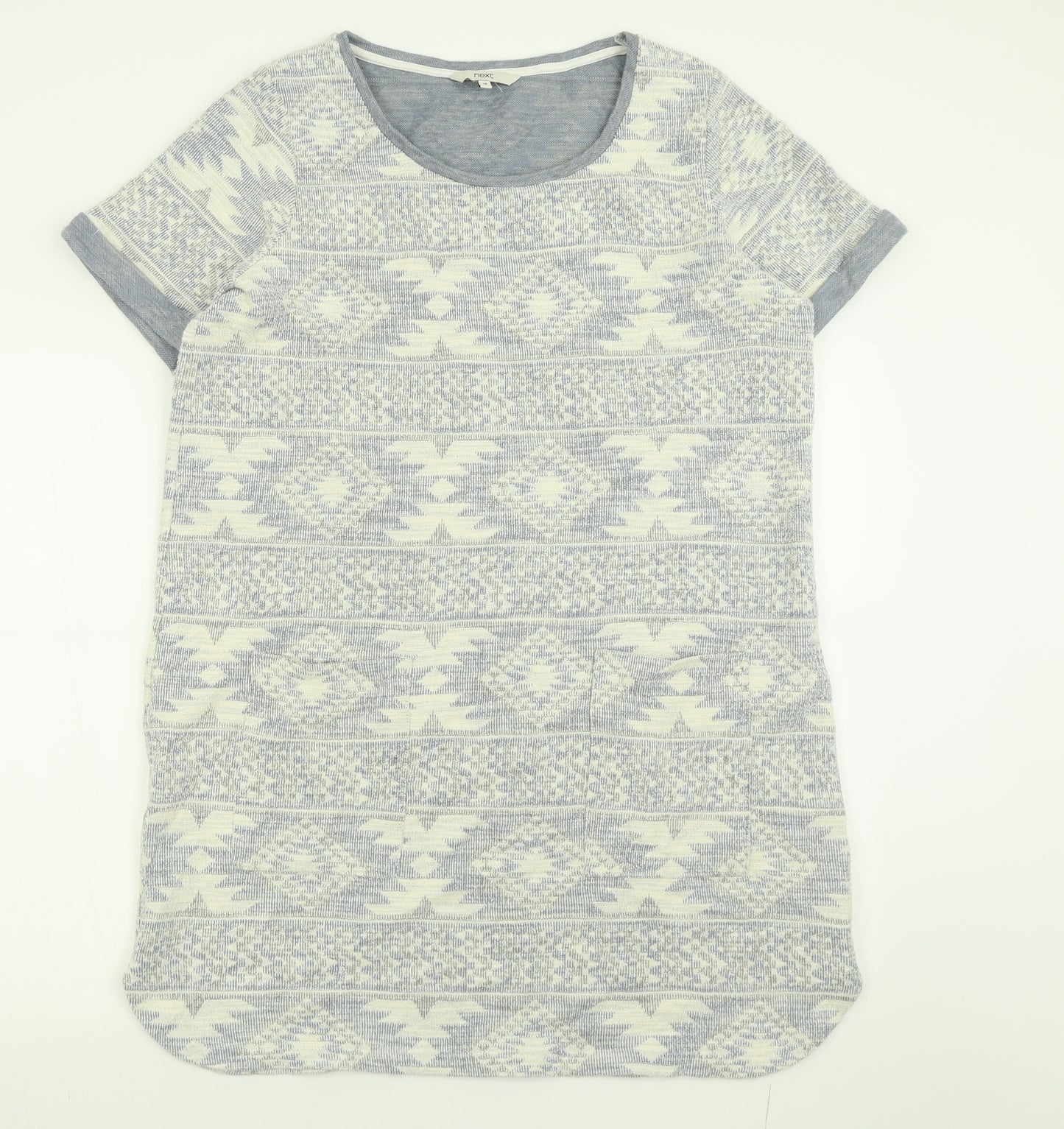 NEXT Womens Blue Geometric Cotton T-Shirt Dress  Size 18  Crew Neck Pullover