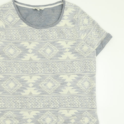NEXT Womens Blue Geometric Cotton T-Shirt Dress  Size 18  Crew Neck Pullover