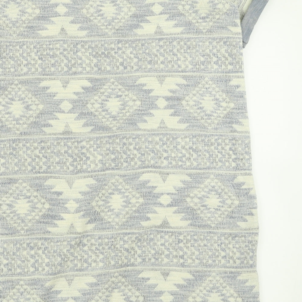 NEXT Womens Blue Geometric Cotton T-Shirt Dress  Size 18  Crew Neck Pullover