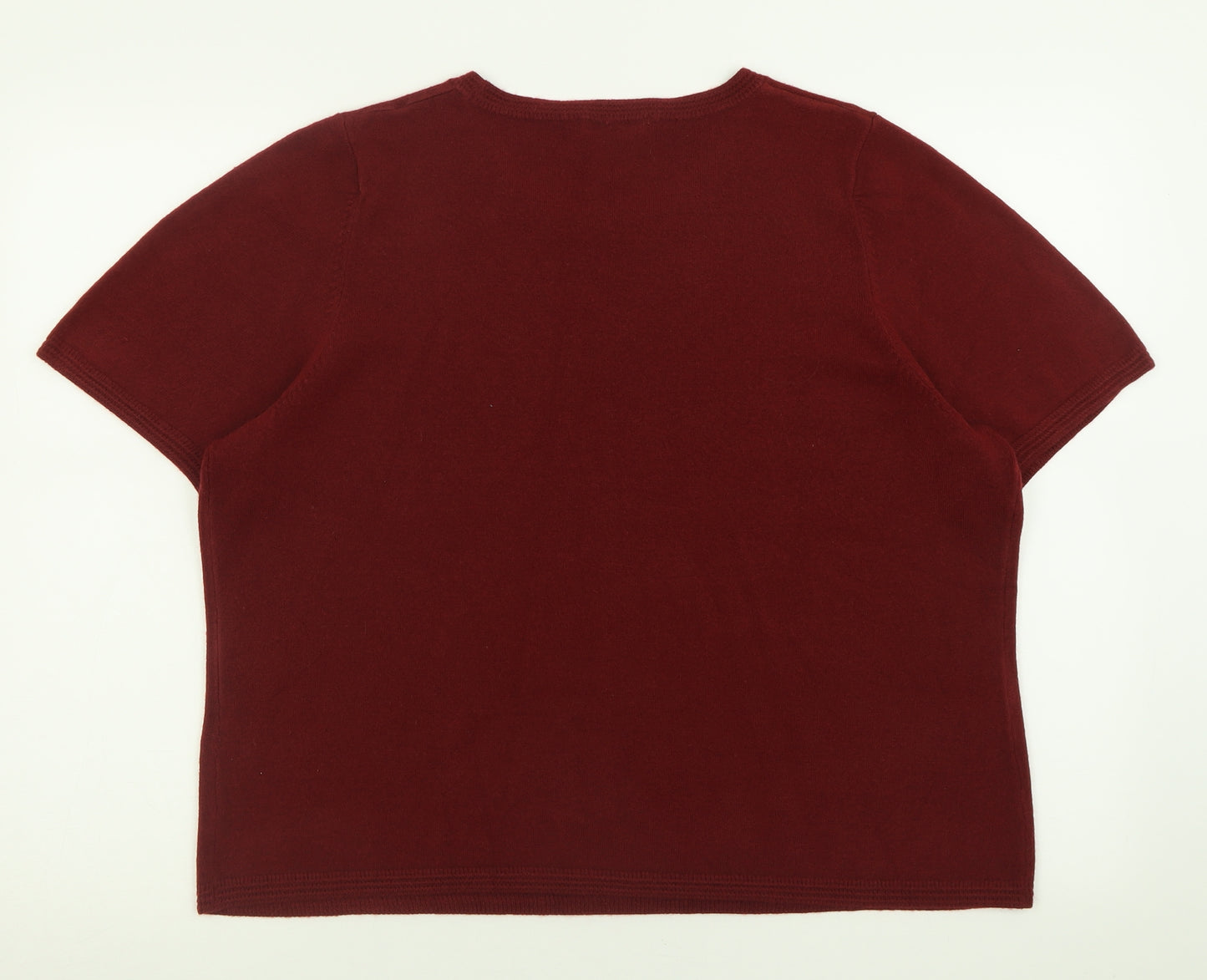 Marks and Spencer Womens Red  Acrylic Basic T-Shirt Size 20 Crew Neck