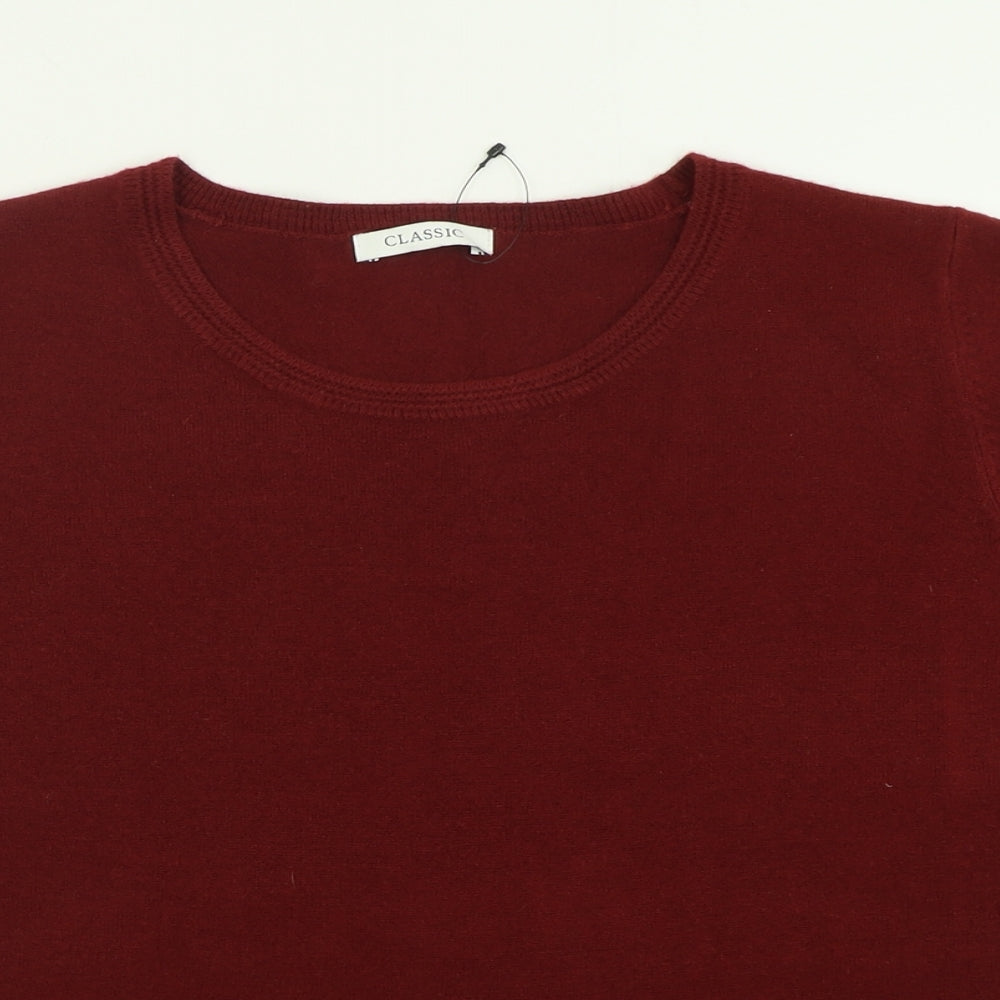 Marks and Spencer Womens Red  Acrylic Basic T-Shirt Size 20 Crew Neck