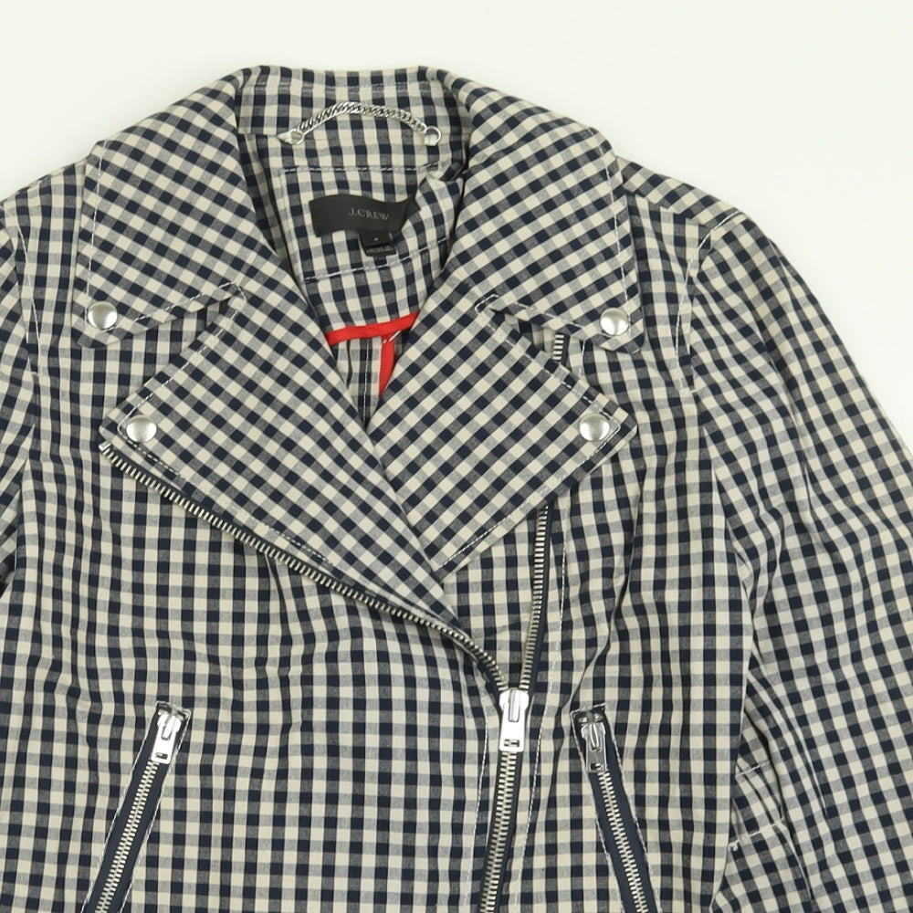 J.CREW Womens Blue Plaid  Jacket  Size 6  Zip