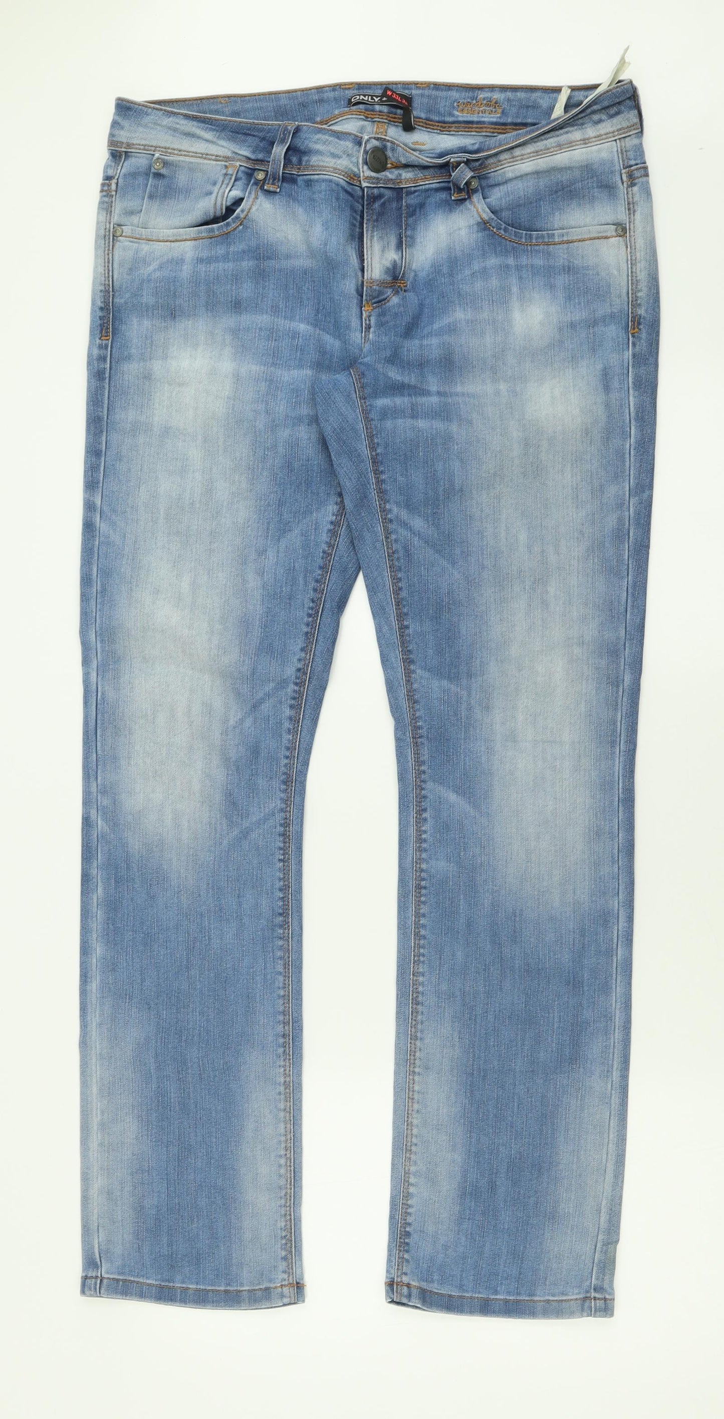 Only Mens Blue  Cotton Straight Jeans Size 33 in L32 in Regular Button