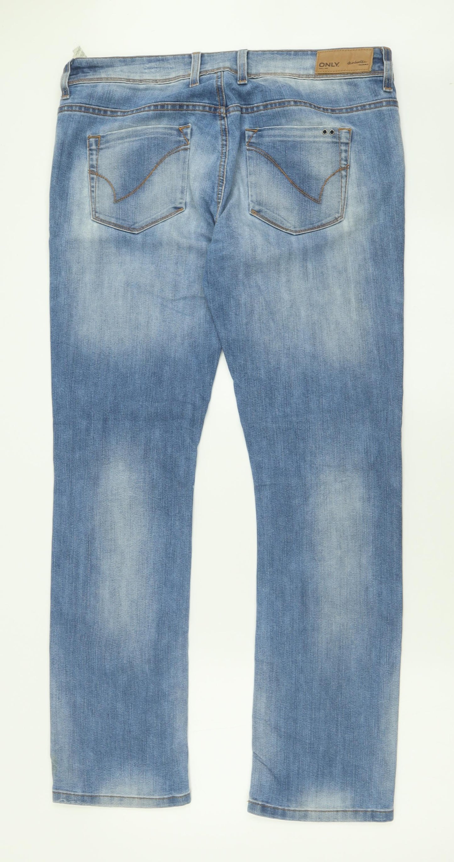 Only Mens Blue  Cotton Straight Jeans Size 33 in L32 in Regular Button