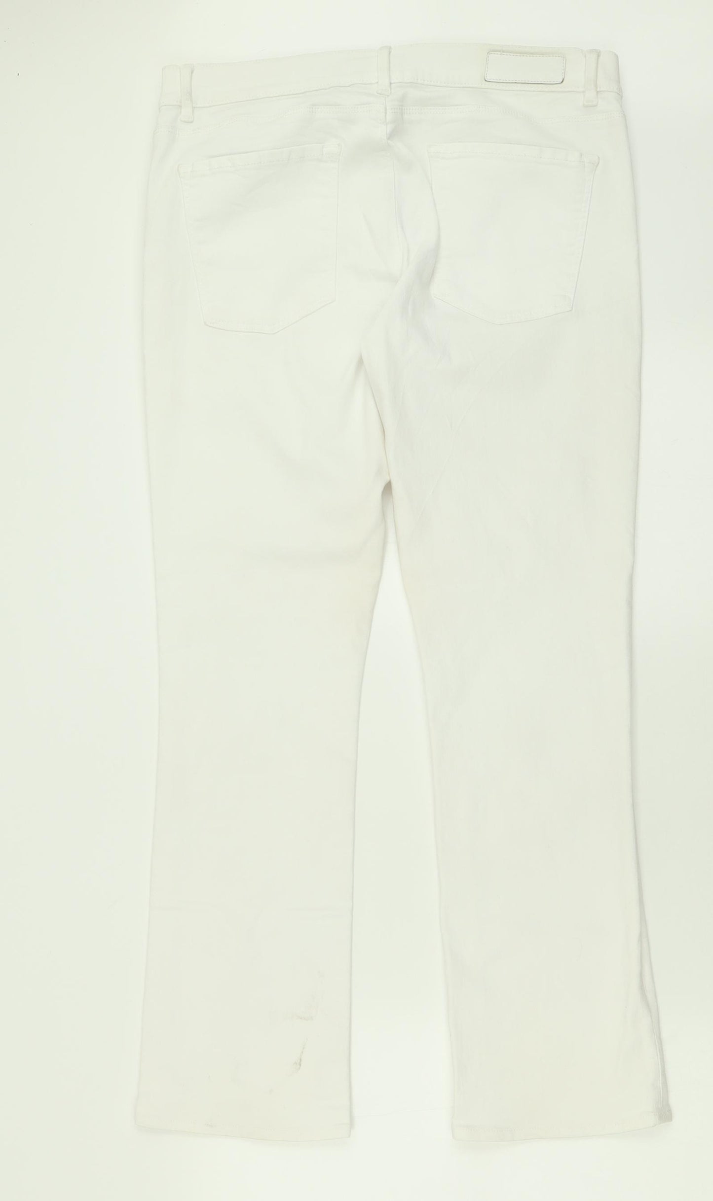 HUGO BOSS Mens White  Cotton Bootcut Jeans Size 31 in L34 in Regular Button