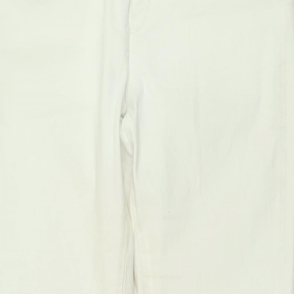 HUGO BOSS Mens White  Cotton Bootcut Jeans Size 31 in L34 in Regular Button