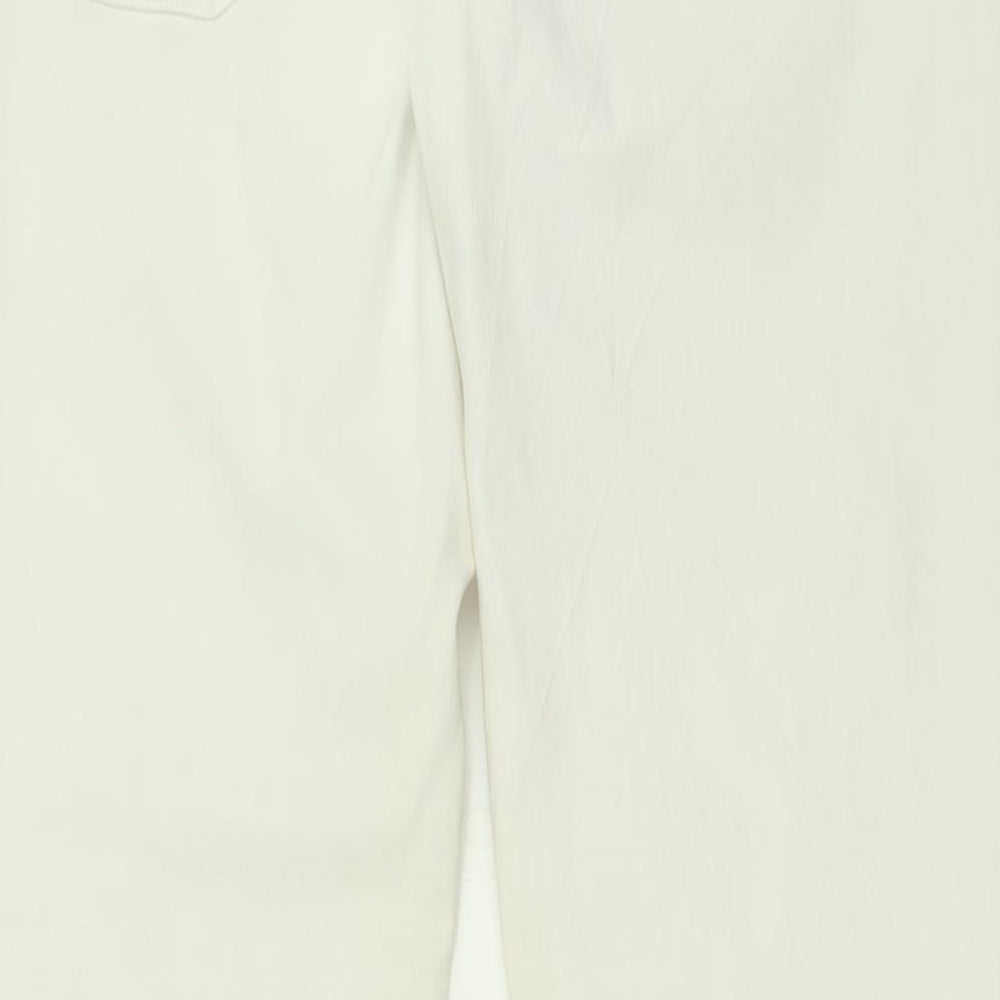 HUGO BOSS Mens White  Cotton Bootcut Jeans Size 31 in L34 in Regular Button