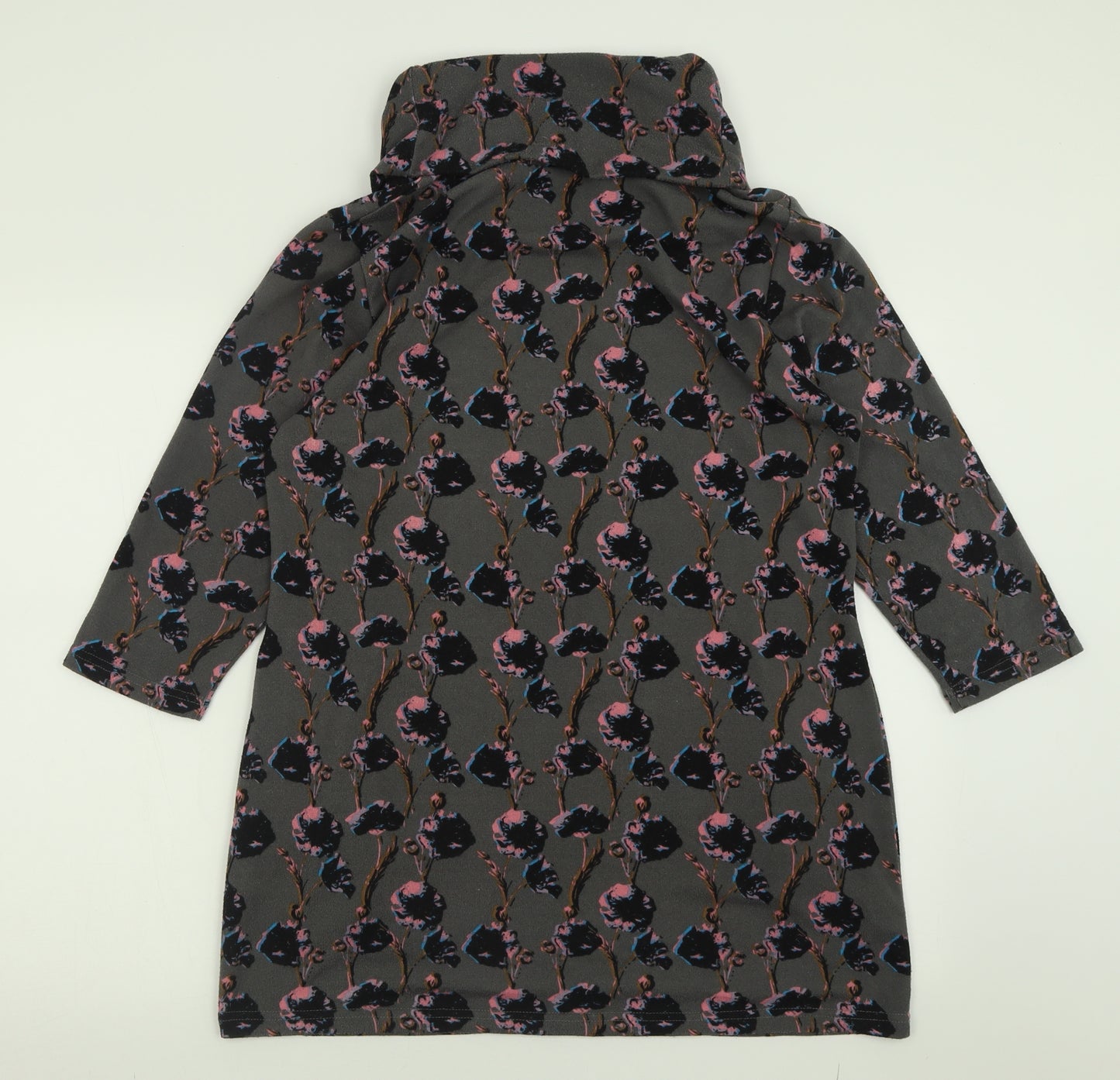 originals Womens Grey Geometric Polyester A-Line  Size 16  Roll Neck Pullover