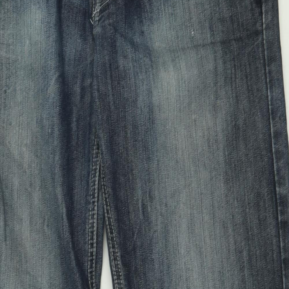 Denim & Co. Mens Blue  Cotton Straight Jeans Size 32 in L32 in Relaxed Button