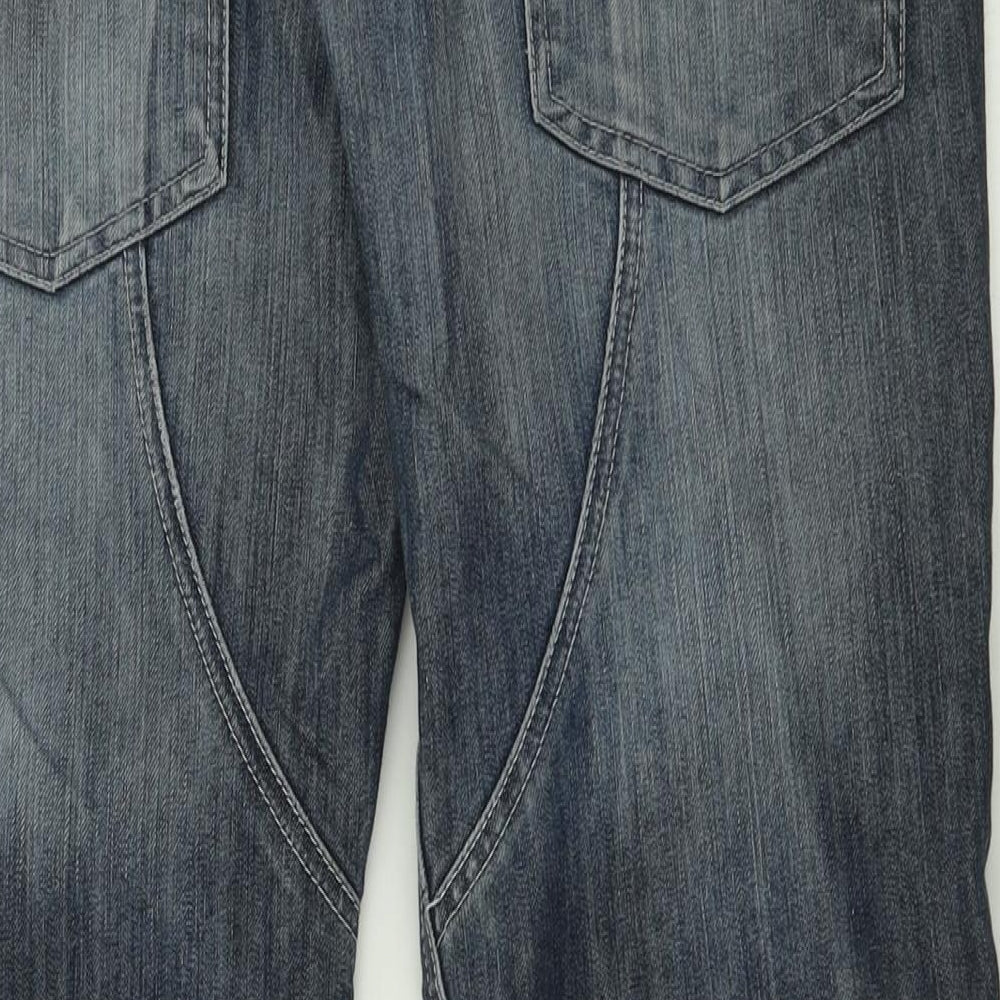 Denim & Co. Mens Blue  Cotton Straight Jeans Size 32 in L32 in Relaxed Button