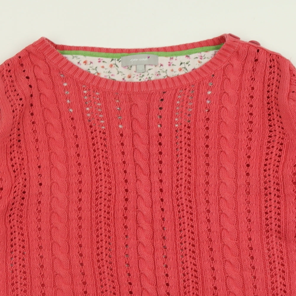 Per Una Womens Pink Crew Neck  Cotton Pullover Jumper Size 20