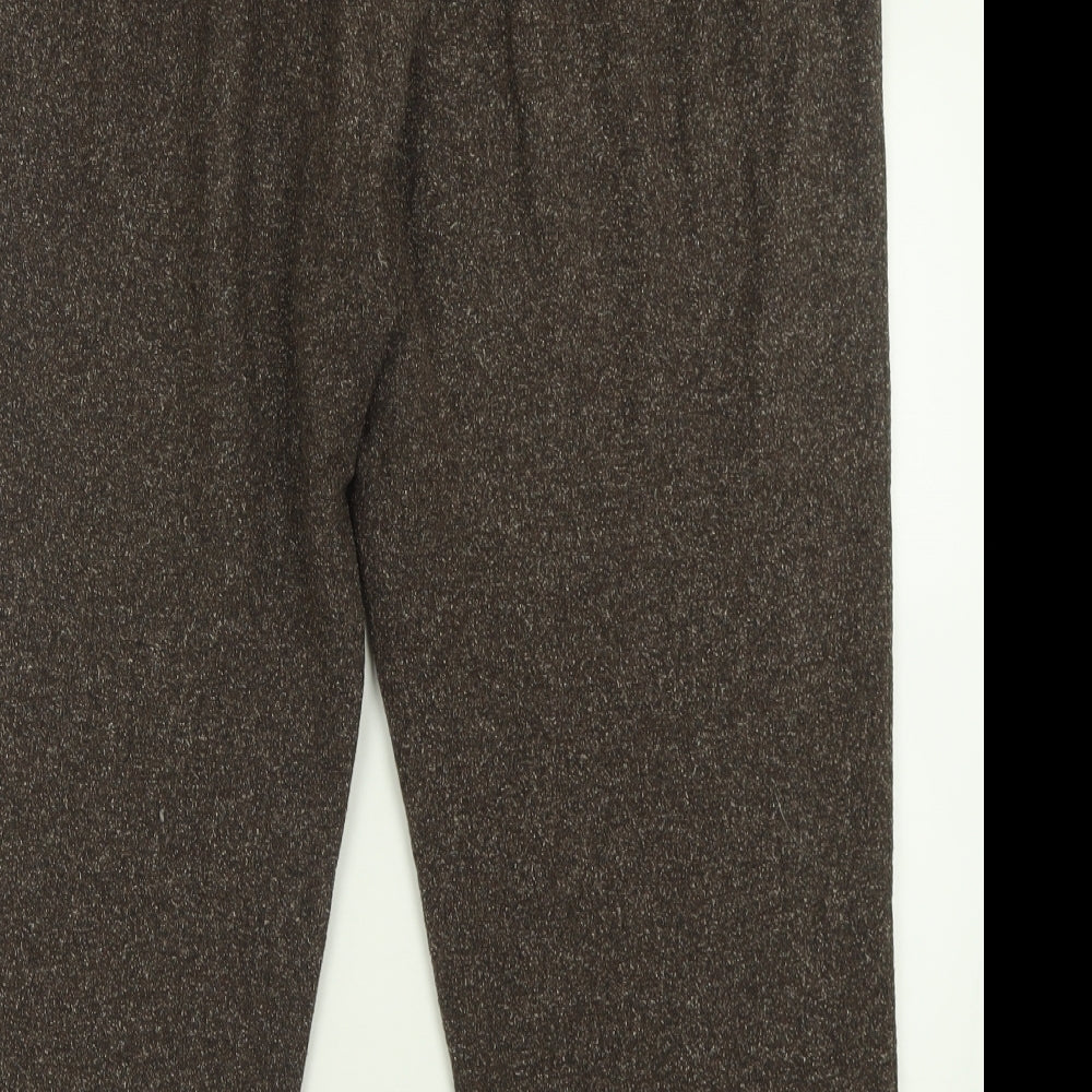 essence Womens Brown  Wool Trousers  Size 22 L25 in Regular Hook & Eye