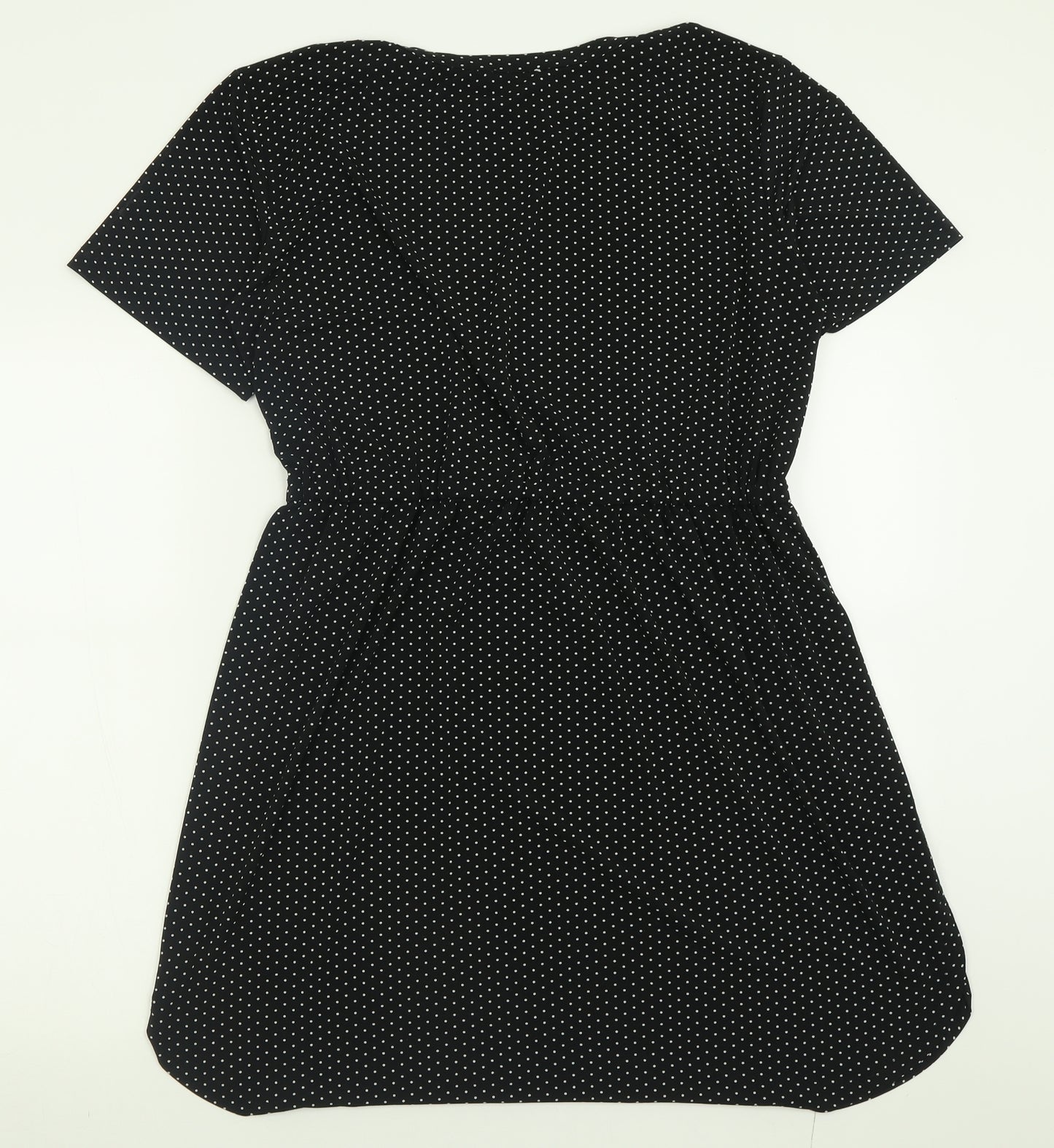 Warehouse Womens Black Polka Dot Polyester A-Line  Size 16  Crew Neck Pullover