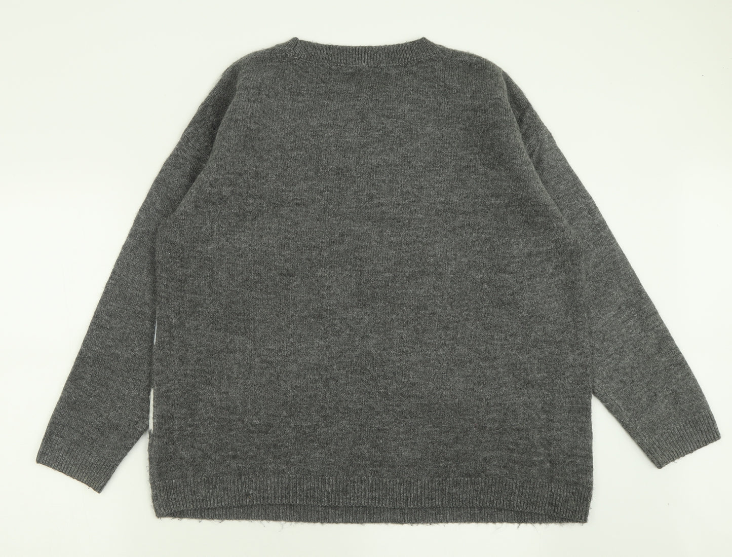 TU Womens Grey Crew Neck Geometric Acrylic Pullover Jumper Size 18