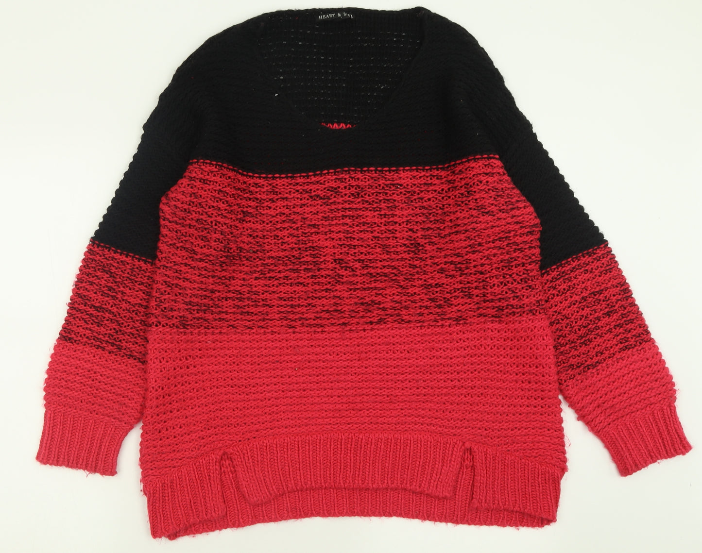 Heart &  Soul Womens Pink Crew Neck Striped Acrylic Pullover Jumper Size 16