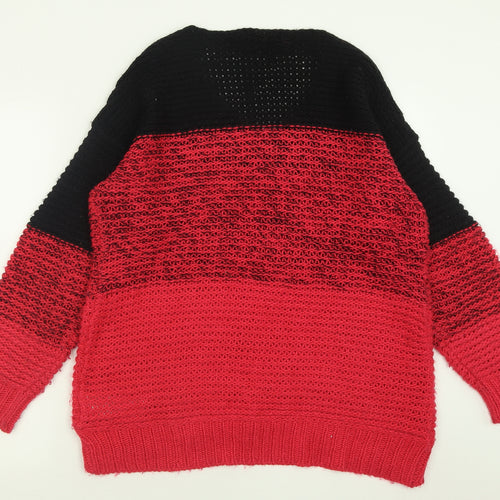 Heart &  Soul Womens Pink Crew Neck Striped Acrylic Pullover Jumper Size 16