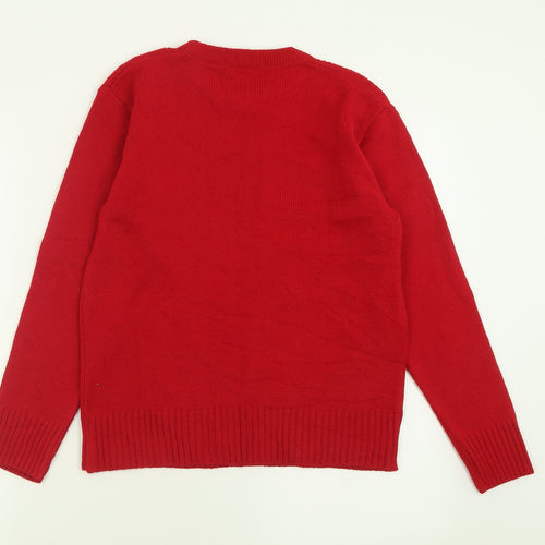 Pure & Natural Womens Red Crew Neck  Acrylic Pullover Jumper Size XS