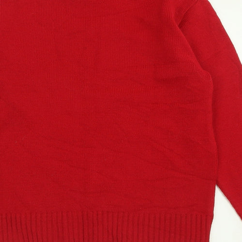 Pure & Natural Womens Red Crew Neck  Acrylic Pullover Jumper Size XS
