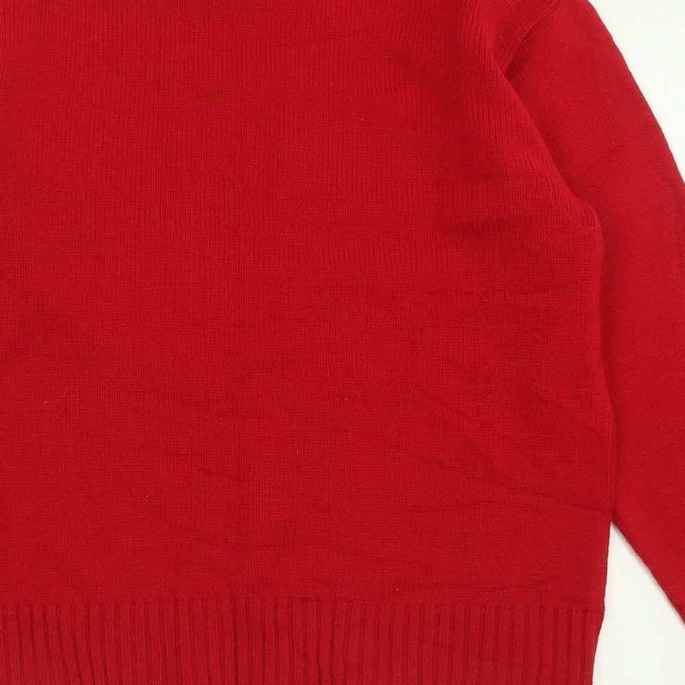 Pure & Natural Womens Red Crew Neck  Acrylic Pullover Jumper Size XS