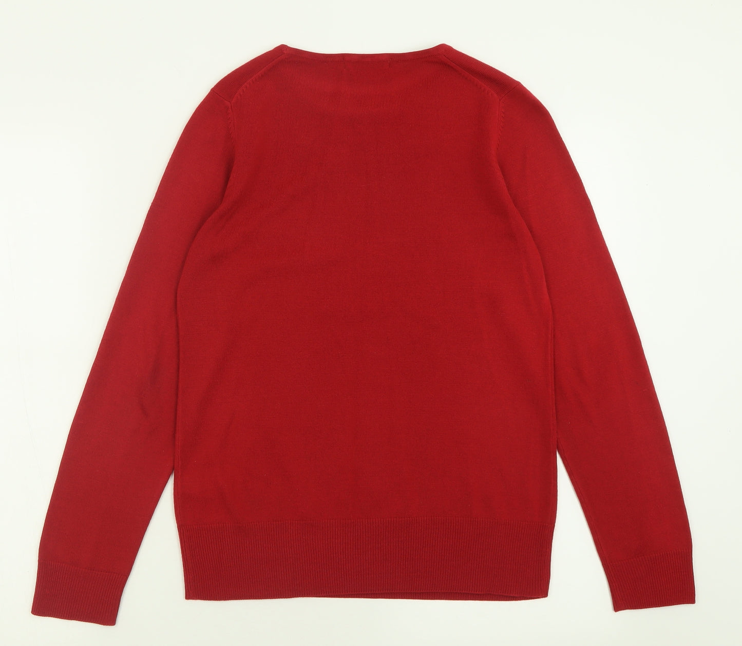 Marks and Spencer Womens Red Crew Neck  Acrylic Pullover Jumper Size 8