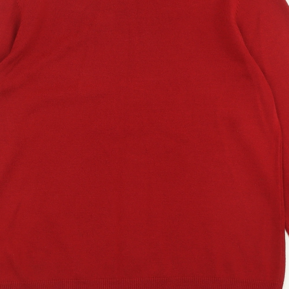 Marks and Spencer Womens Red Crew Neck  Acrylic Pullover Jumper Size 8