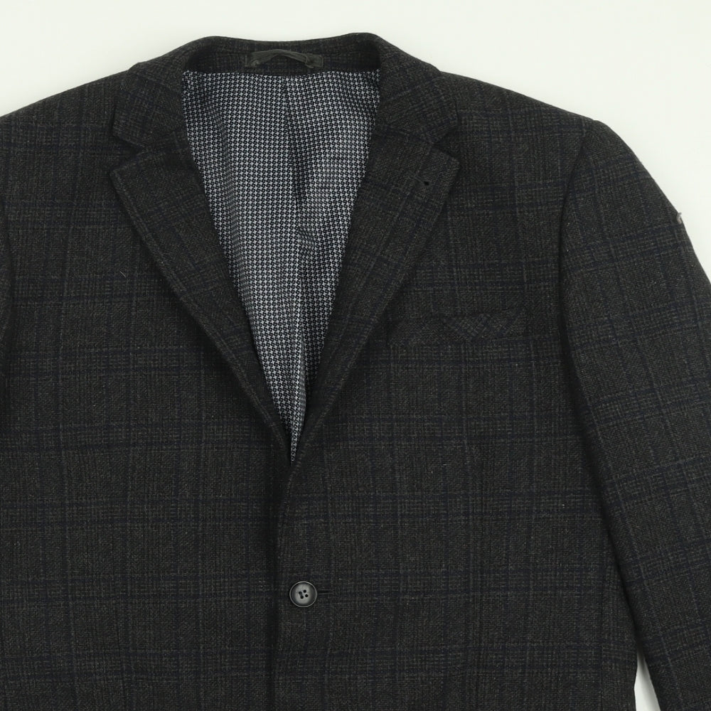 NEXT Mens Grey Check Wool Jacket Suit Jacket Size 40