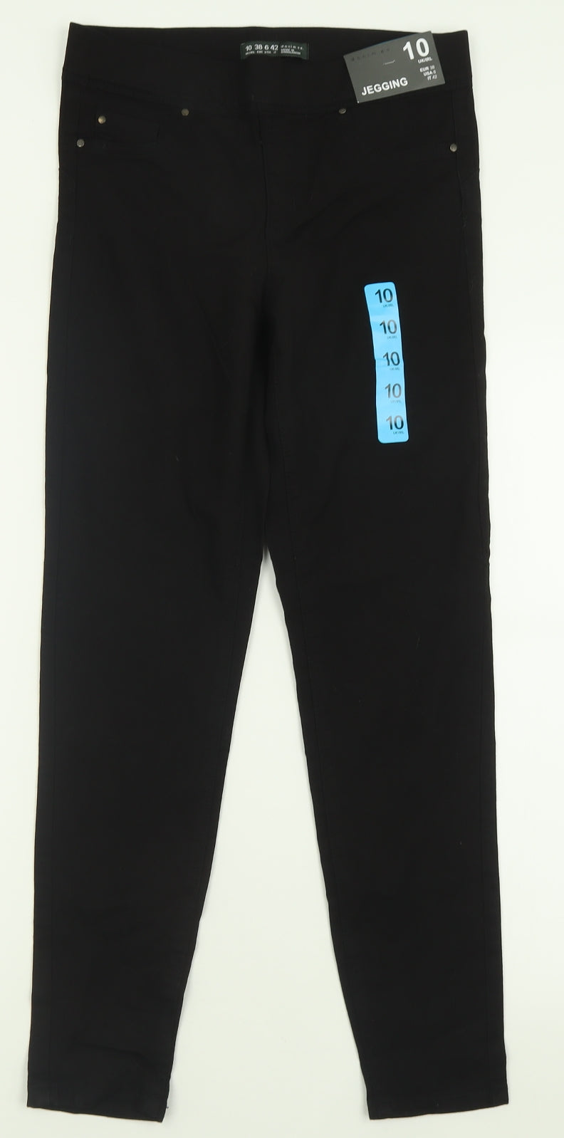 Denim & Co. Womens Black  Cotton Jegging Trousers Size 10 L28 in Regular