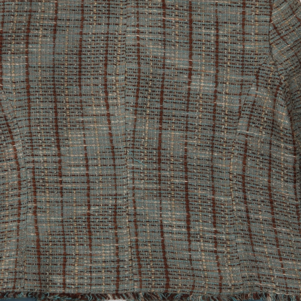 Sarah Hamilton Womens Brown Plaid  Jacket Blazer Size 14  Button