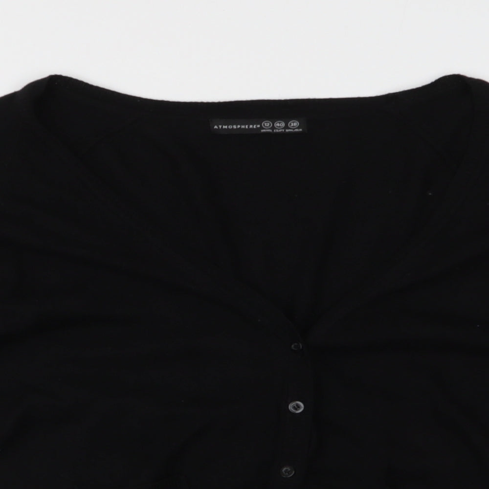 Atmosphere Womens Black V-Neck  Viscose Cardigan Jumper Size 12