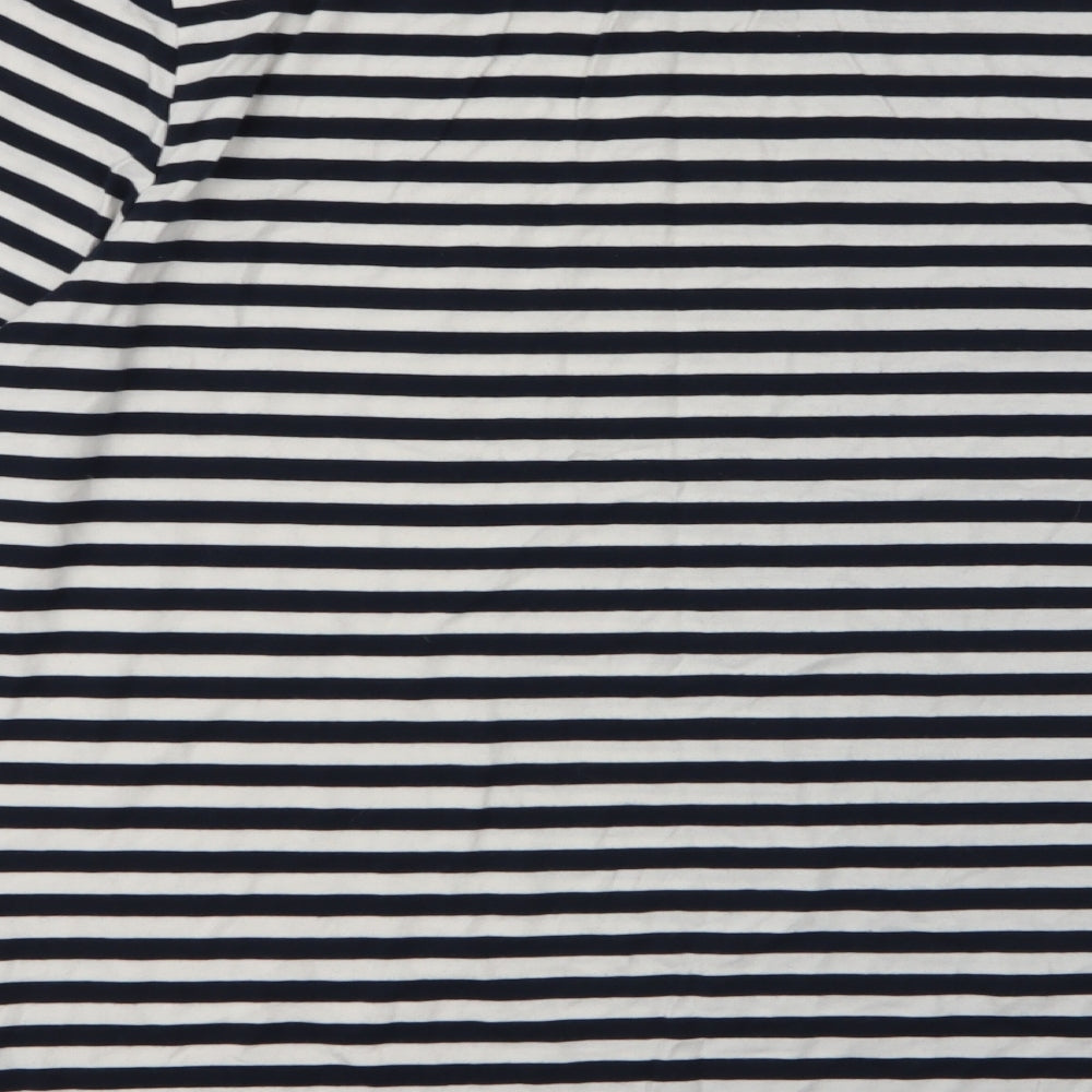 ASOS Mens White Striped Polyester  T-Shirt Size L Round Neck