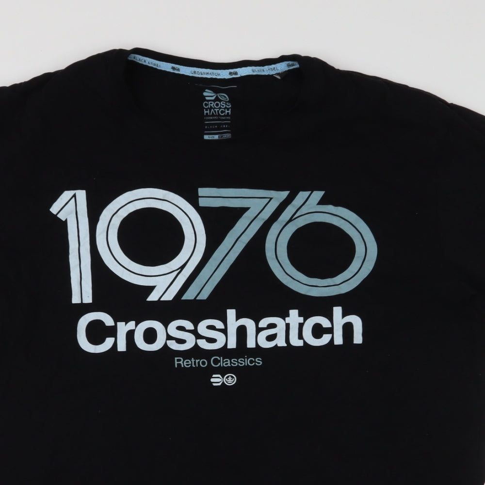 Cross Hatch Mens Black  Cotton  T-Shirt Size XL Round Neck