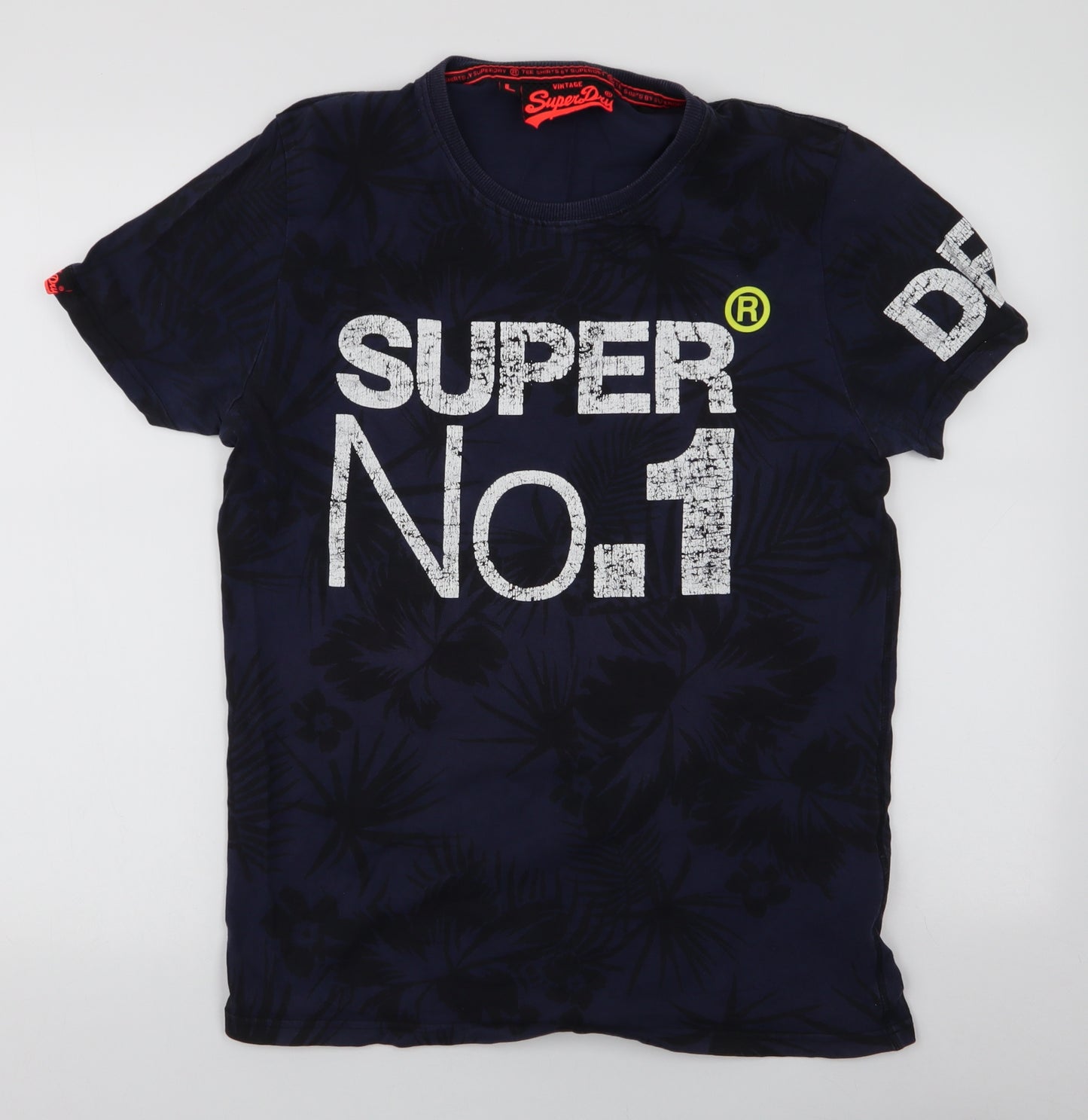 Super Dry Mens Blue  Polyester  T-Shirt Size L Round Neck