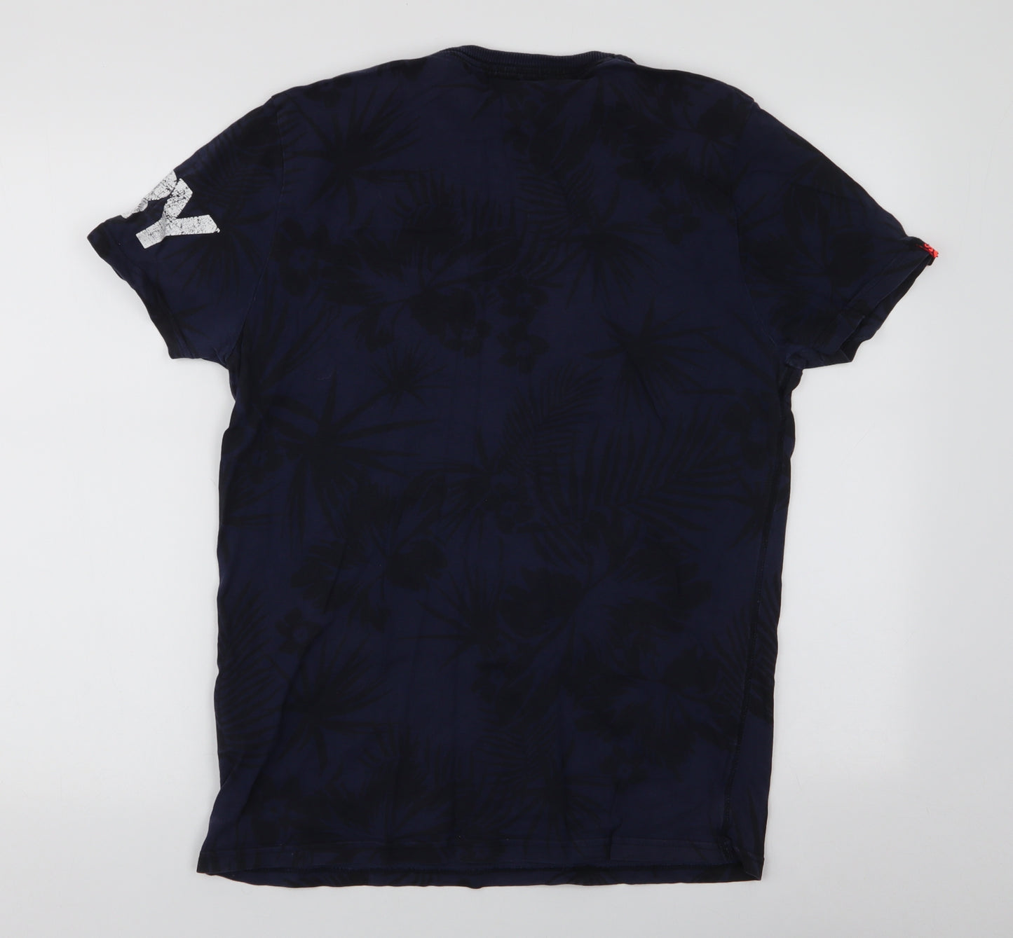 Super Dry Mens Blue  Polyester  T-Shirt Size L Round Neck