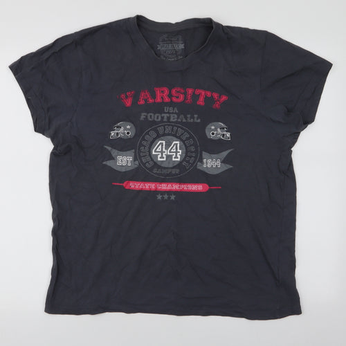 P.O. Box Mens Grey  Cotton  T-Shirt Size L Round Neck  - American football
