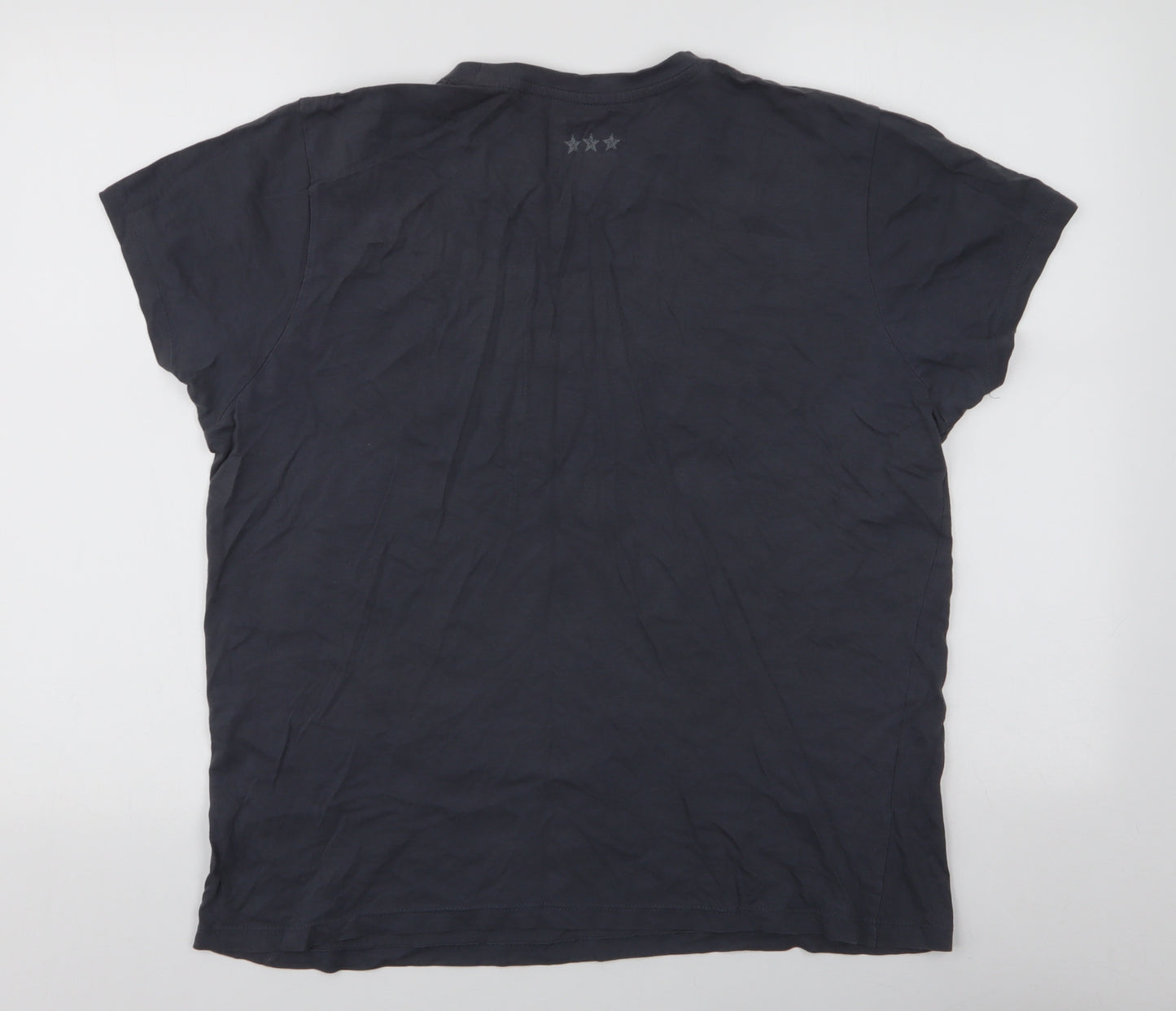 P.O. Box Mens Grey  Cotton  T-Shirt Size L Round Neck  - American football